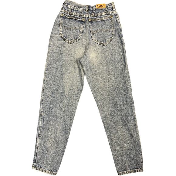 VTG 80s Lee High Waisted Mom Jeans Light Stonewash Acid Wash Tapered Leg Grunge - Picture 2 of 10